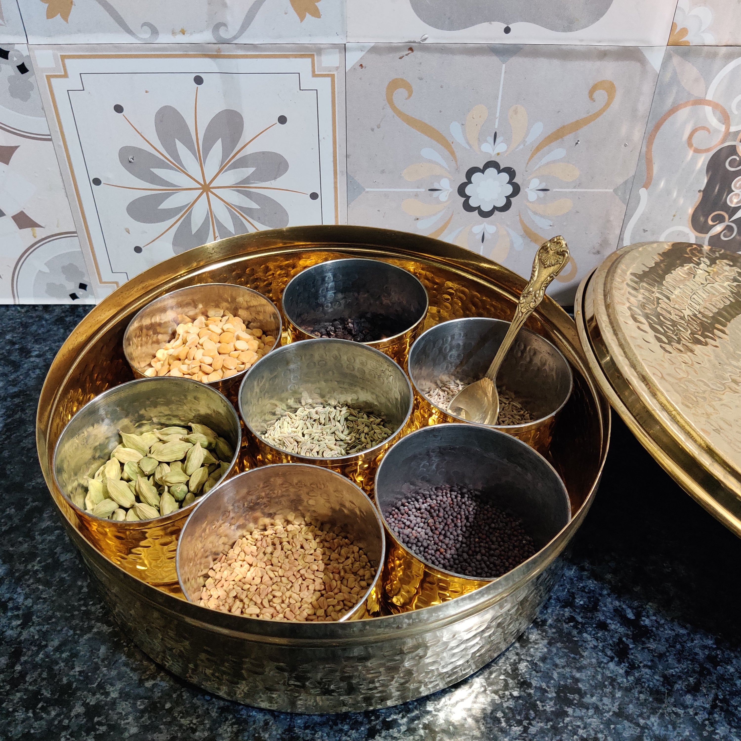Brass Spice / Masala Box | Peetal - Pithalai Anjaraipetti – Sai ...
