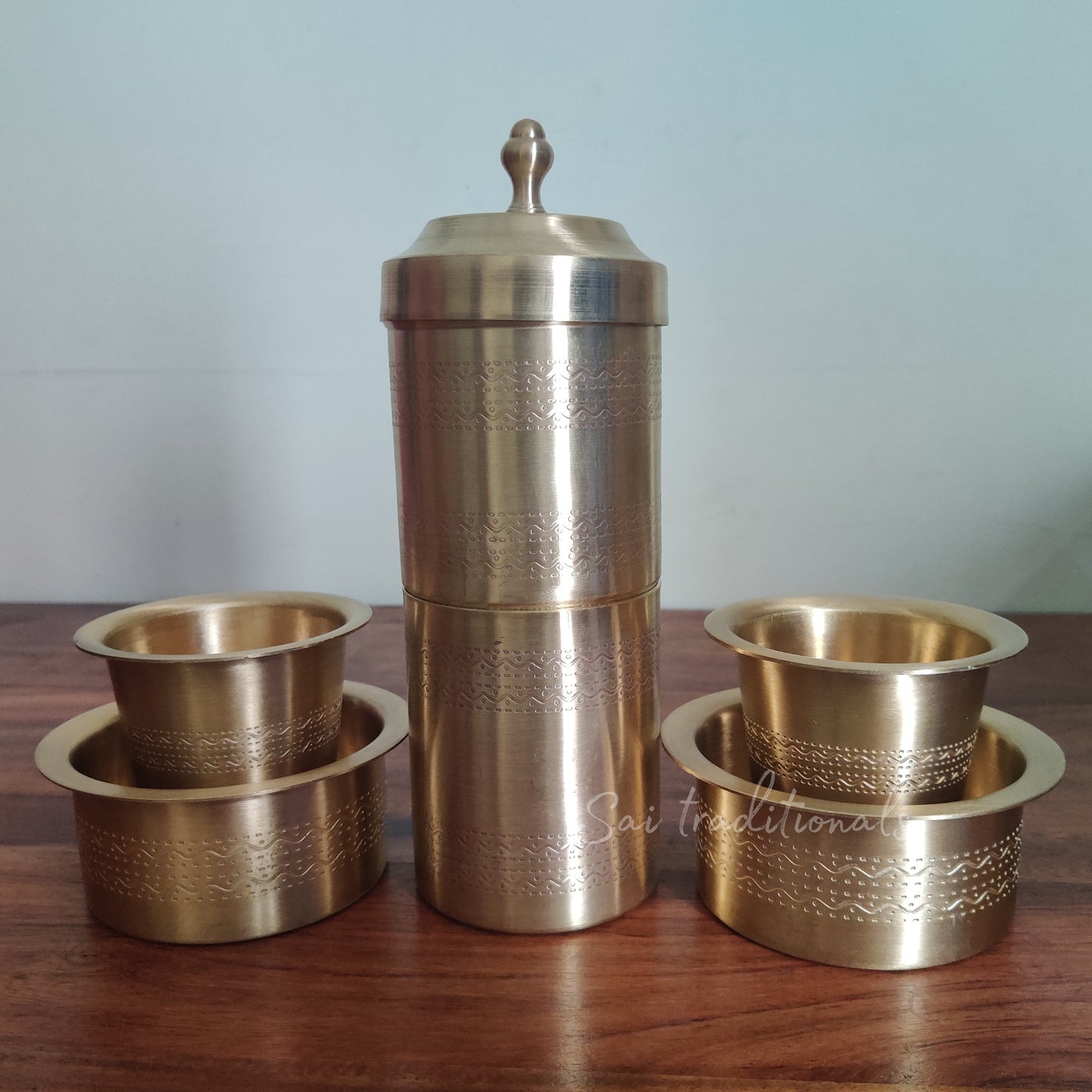 Traditional Brass Filter Coffee Maker & Dabara Set | Pure South Indian Brew