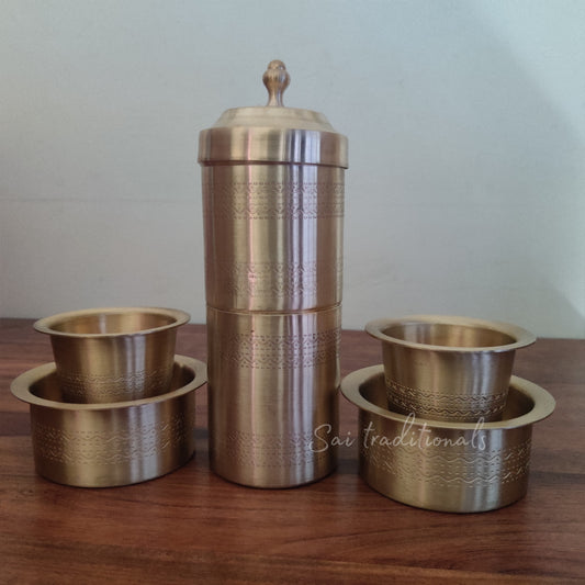 Traditional Brass Filter Coffee Maker & Dabara Set | Pure South Indian Brew