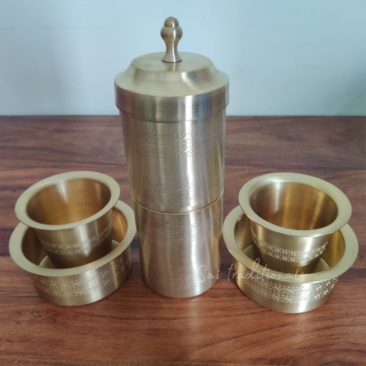 Traditional Brass Filter Coffee Maker & Dabara Set | Pure South Indian Brew