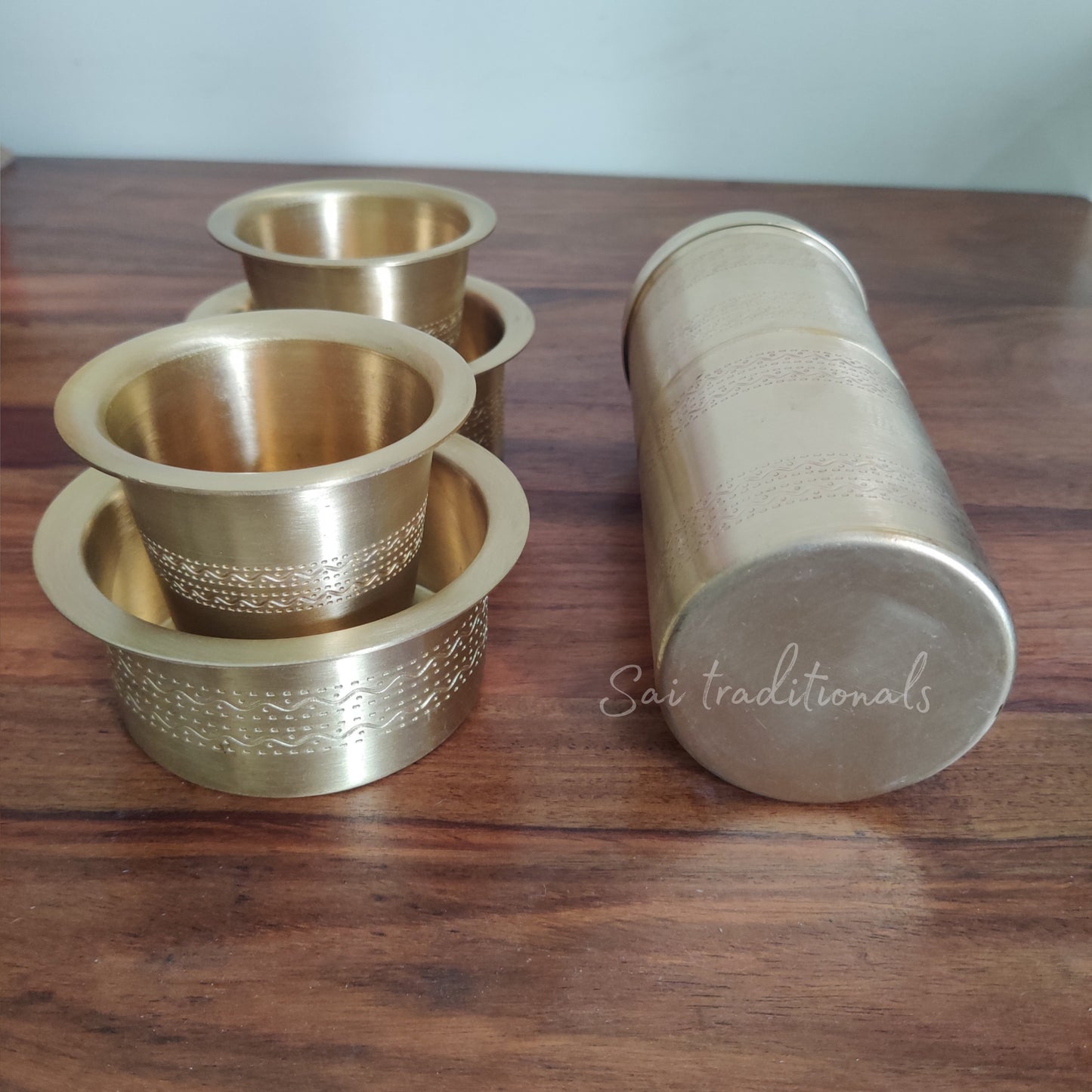 Traditional Brass Filter Coffee Maker & Dabara Set | Pure South Indian Brew