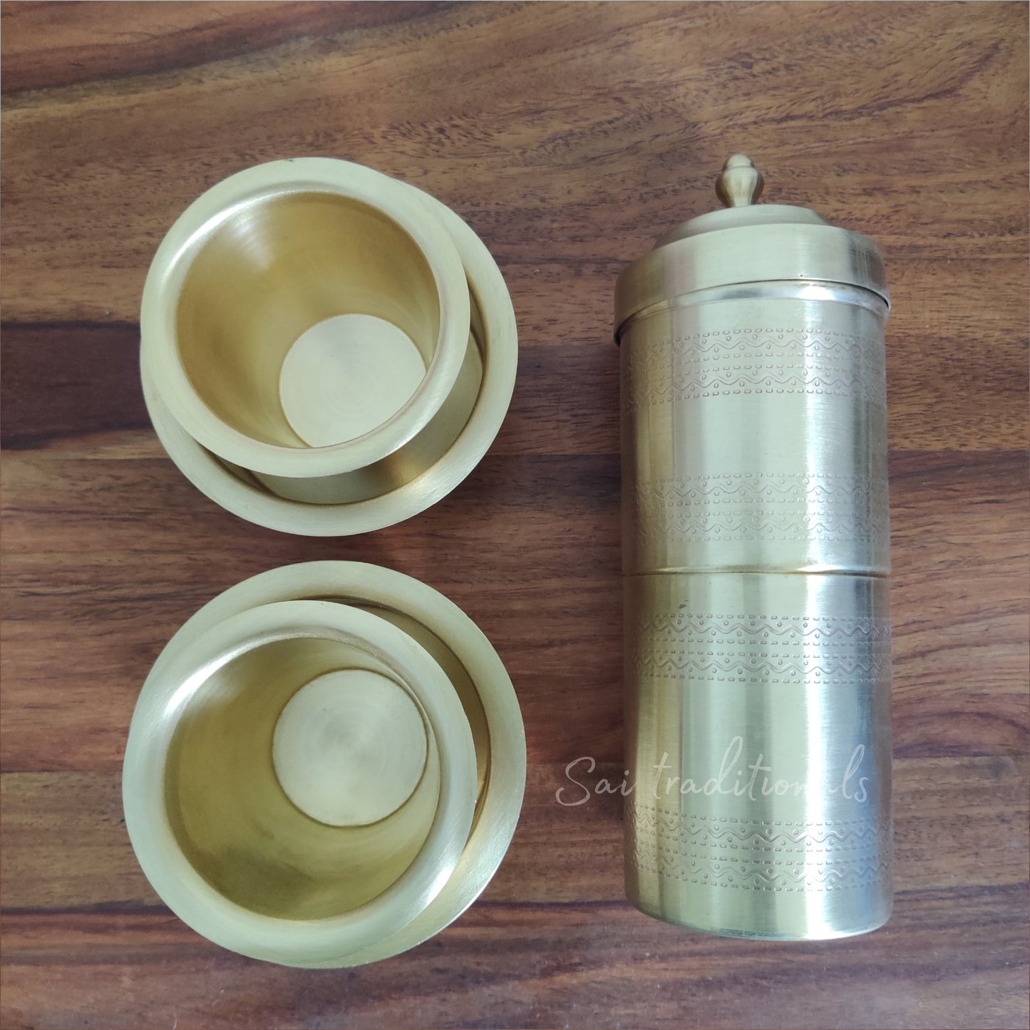 Traditional Brass Filter Coffee Maker & Dabara Set | Pure South Indian Brew