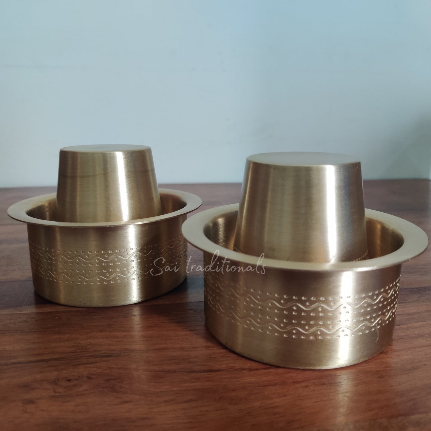 Brass Dabara Set | Matte - Engraved | Traditional Peetal / Pithalai Davara Set of 2