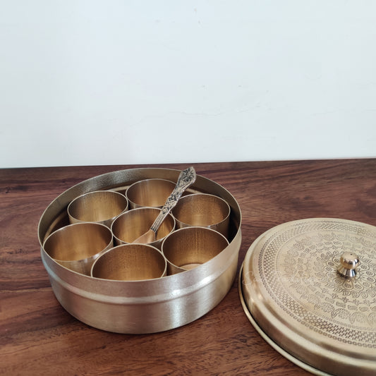 Brass Mini Spice / Masala Box | Peetal - Pithalai Small Anjaraipetti