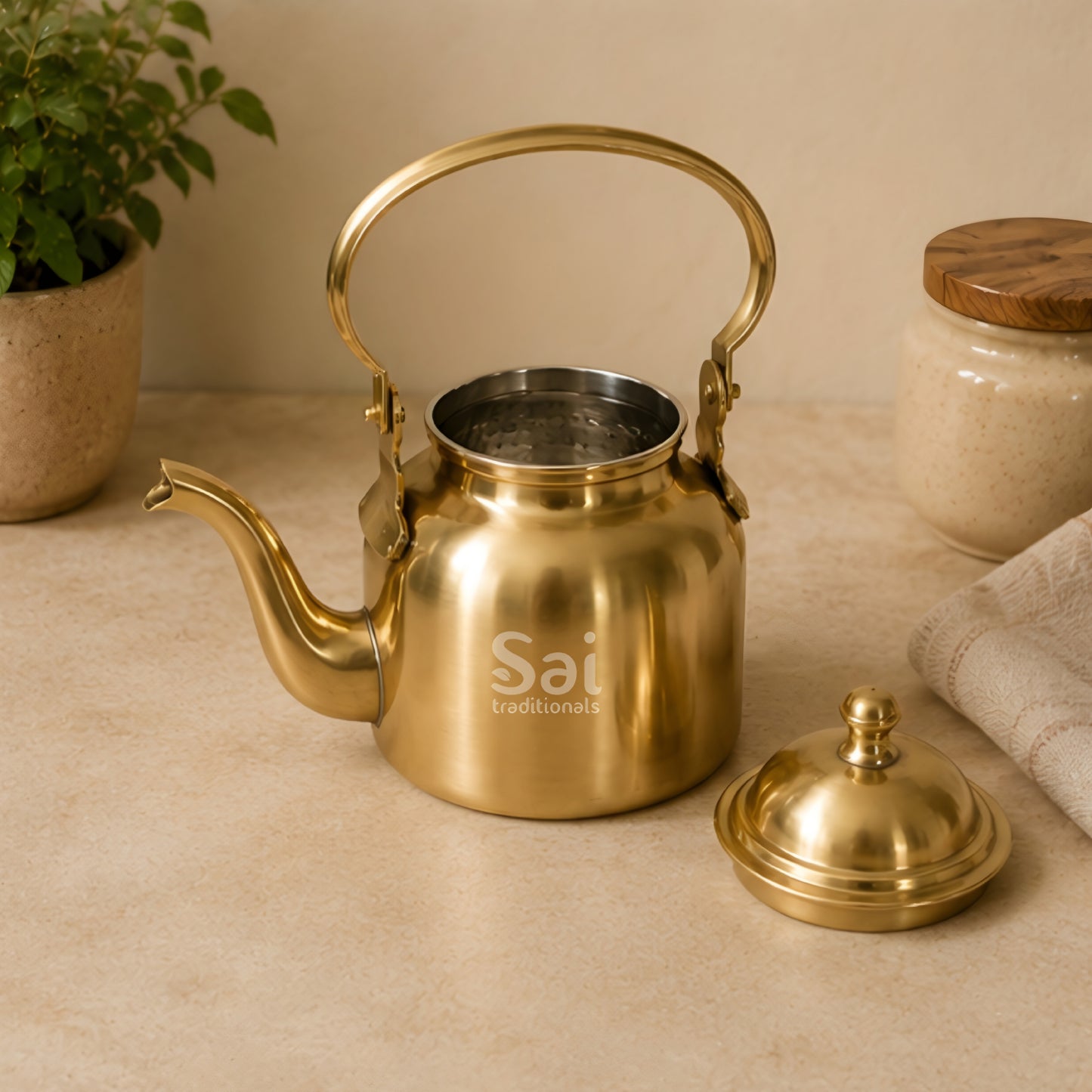 Brass Kettle | Handcrafted Traditional Brass Tea Pot | 500ml