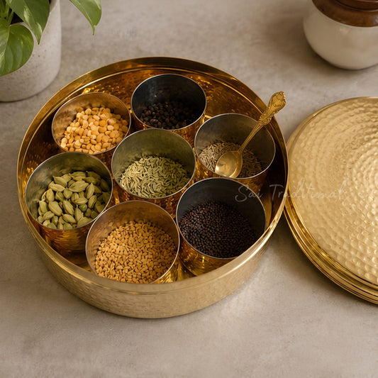 Brass Spice / Masala Box | Peetal - Pithalai Anjaraipetti