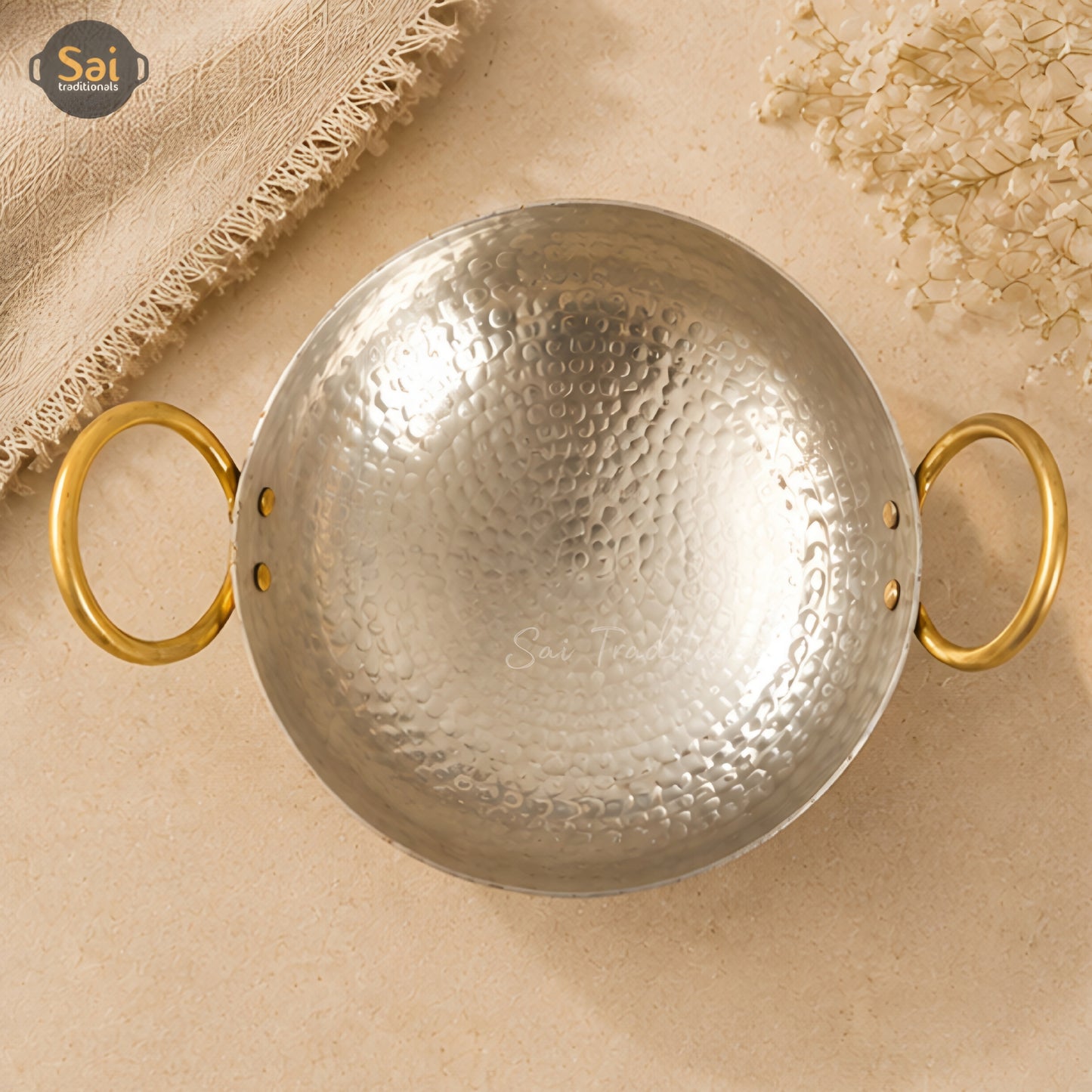 Brass Kadai | Hammered Finish | Tin Lining