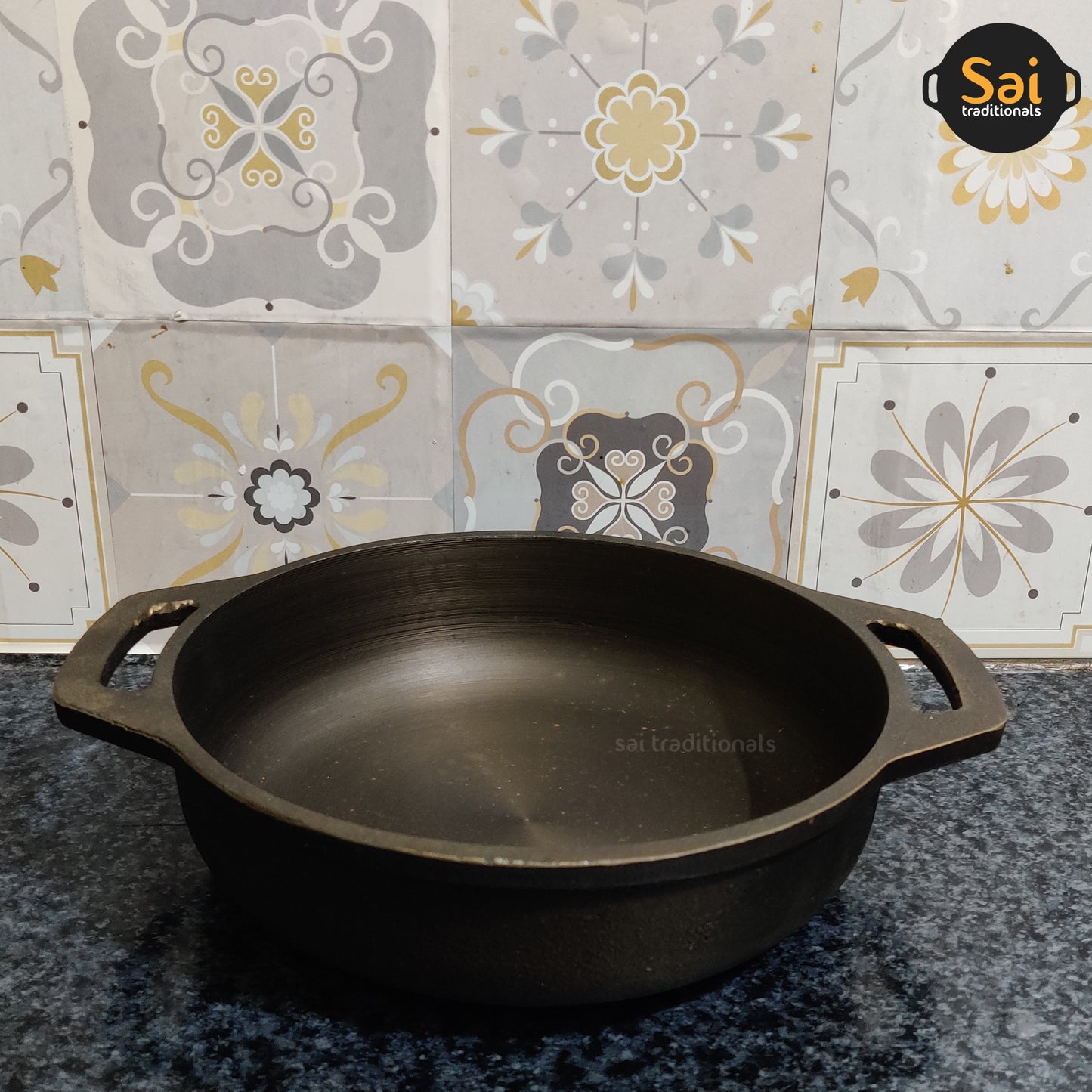 Cast Iron Kadai | Flat Base Polished Kadai | Pre-Seasoned