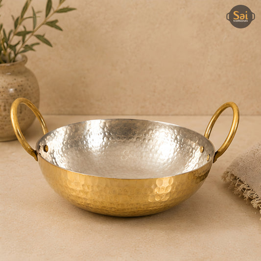 Brass Kadai | Hammered Finish | Tin Lining