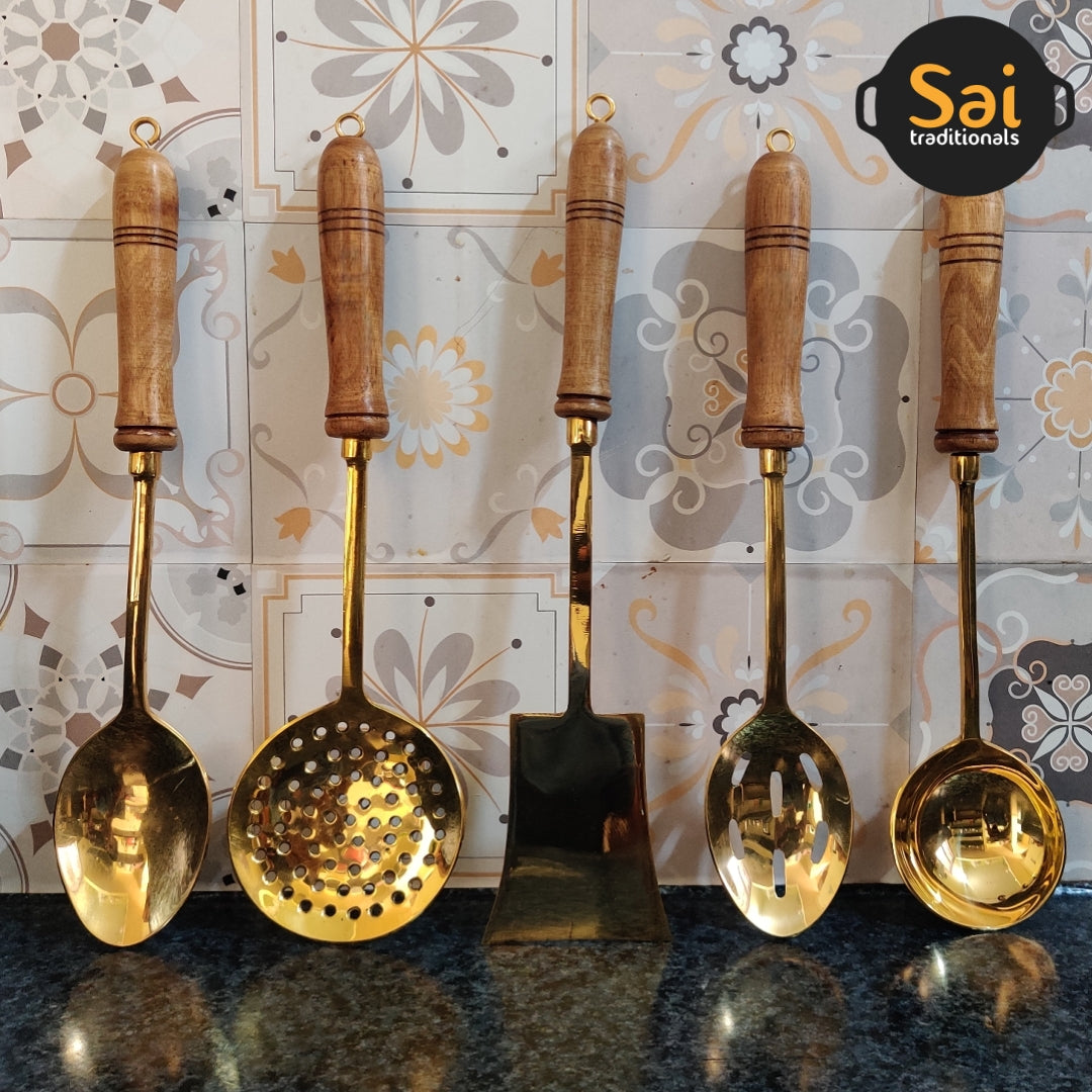 Brass Ladle Set | Cooking / Serving Ladles | Set of 5