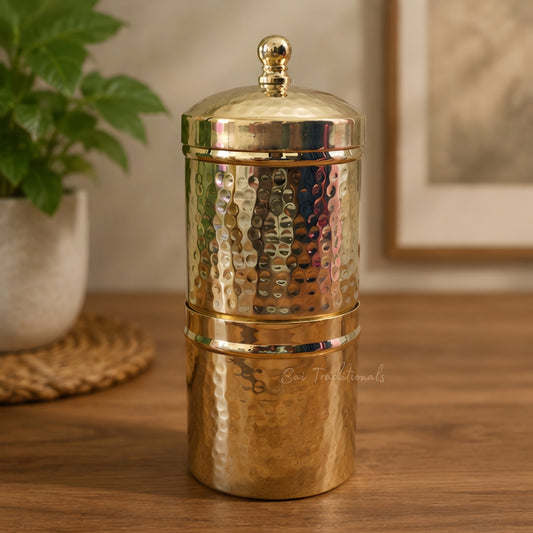 Brass Coffee Filter | South Indian Filter Coffee Maker | Glossy - Hammered