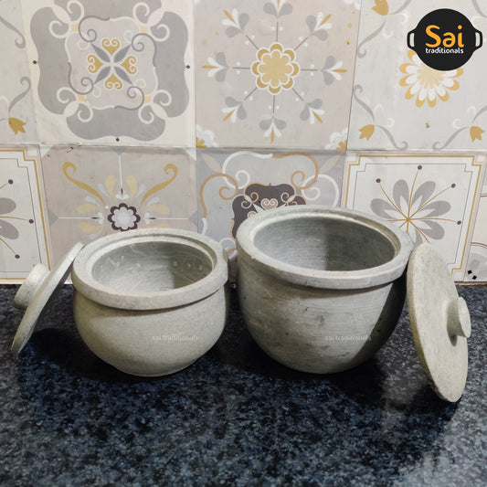 Soapstone Kitchen Storage Container | Curd Setter & Spice Storage | Maakal Dahi Jaadi